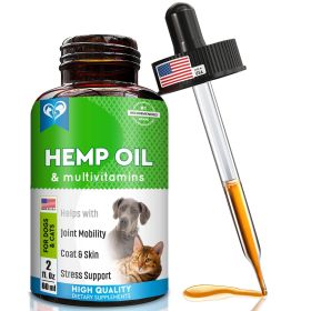 Cat and Dog Hemp Oil Drops Pet Calming Anti Anxiety and Herbal Stress Relief Natural Organic Liquid Medication for Arthritis Dog Sedative Supplem