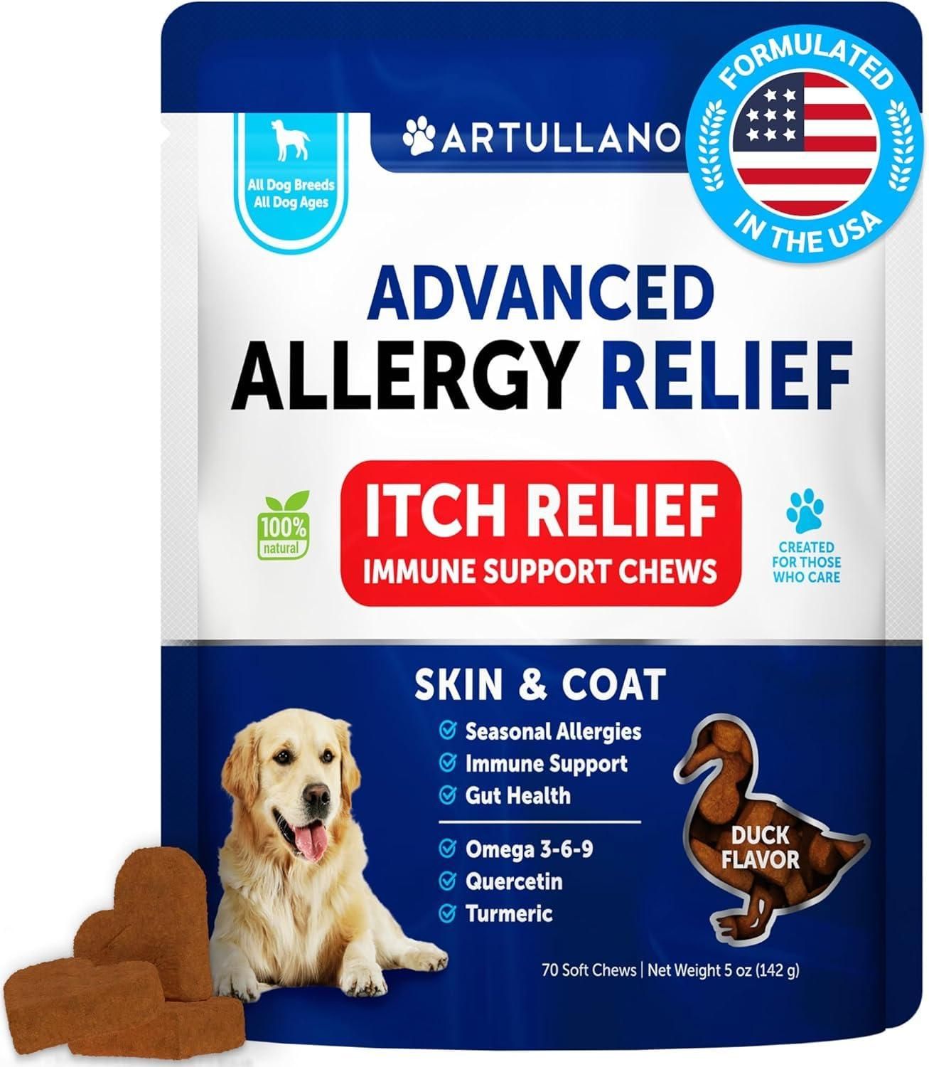 Dog Allergy Relief Chews Itching Skin Relief for Dogs Fish Oil Omega 3 ...