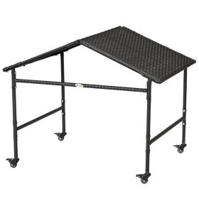 Outdoor Dog Shelter with Wheels, Portable Wicker Animal Shelter for Small and Medium Sized Dogs, Dark Brown (Option: Brown-720x550x90 mm)