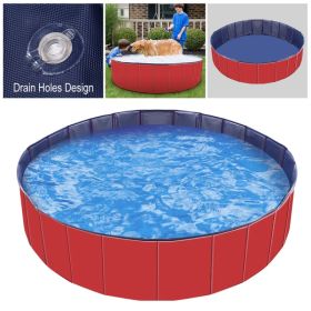 Foldable Pet Swimming Pool PVC Kiddie Baby Dog Swim Pool Bathing Tub Playmat Kids Pools (Option: Red)